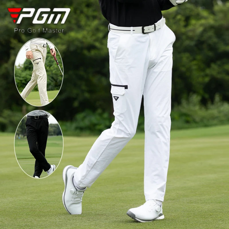 PGM Men Breathable Straight Trousers Male Mid-waist Golf Cargo Pants Men Big Pocket Outdoor Sweatpants Casual Long Pants 2XS-3XL 250122