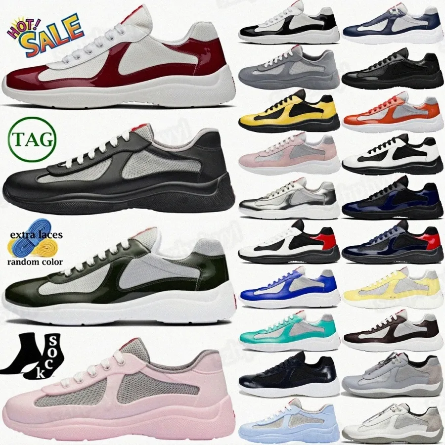 Designer cups shoes sneakers Americas Cup gold Silver trainers sneaker Black Royal Blue Gold White Grey Mango Silver Tech Fabric mensVMBC