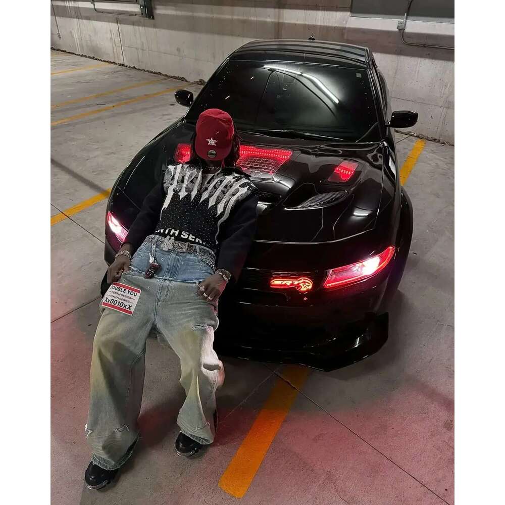 Street Wear American Retro Double ing Washed Baggy Jeans Men's Y2K New Haruku Hip-Hop Gothic Casual Joker Wide Trousers