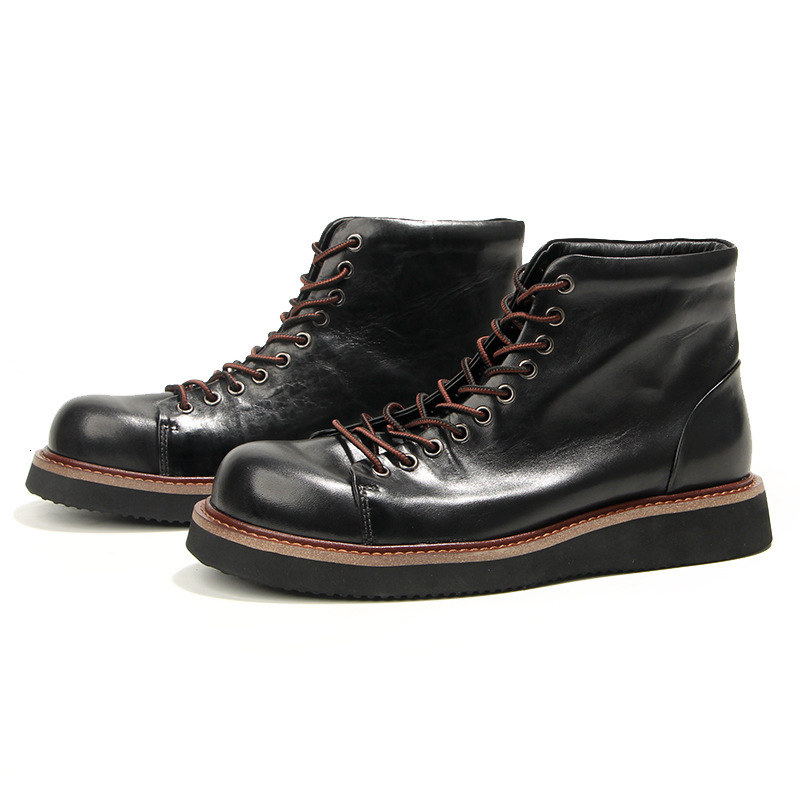 G5-2 horse leather short face paratrooper boots retro handmade color brushing vintage high top designer shoes fashionable men's boots one piece h