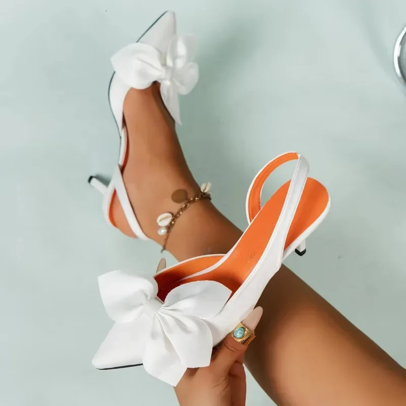 High Quality Ladies Shoes Baotou Womens Sandals Fashion Butterflyknot Office and Career Plus Size Solid Heels Women 250117BJ - view 4