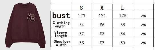 24 Winter New North American Niche AB Hand Cranked Special Embroidery Fleece Wine Red Loose Women's Round Neck Sweatshirt