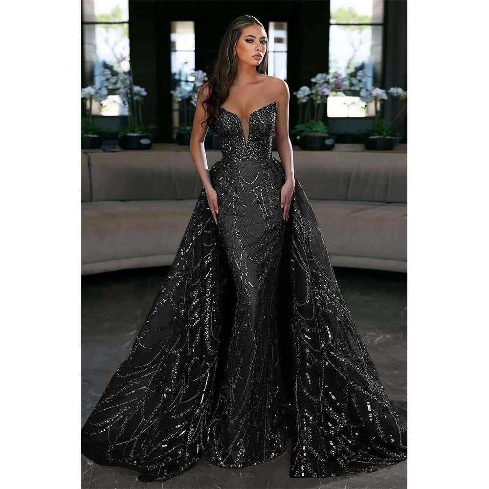 Bright Mermaid Evening Dress, Strapless, Sequins, Sleeveless, Multiple Colors, Ball Gown, Party, Made To Order 6660311