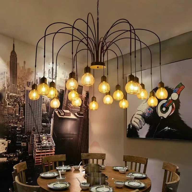 WPD American Retro Pendent Lamp Industrial Wind Living Room Restaurant Loft Clothing Store Cafe Bar Box Homestay Chandelier Z250120