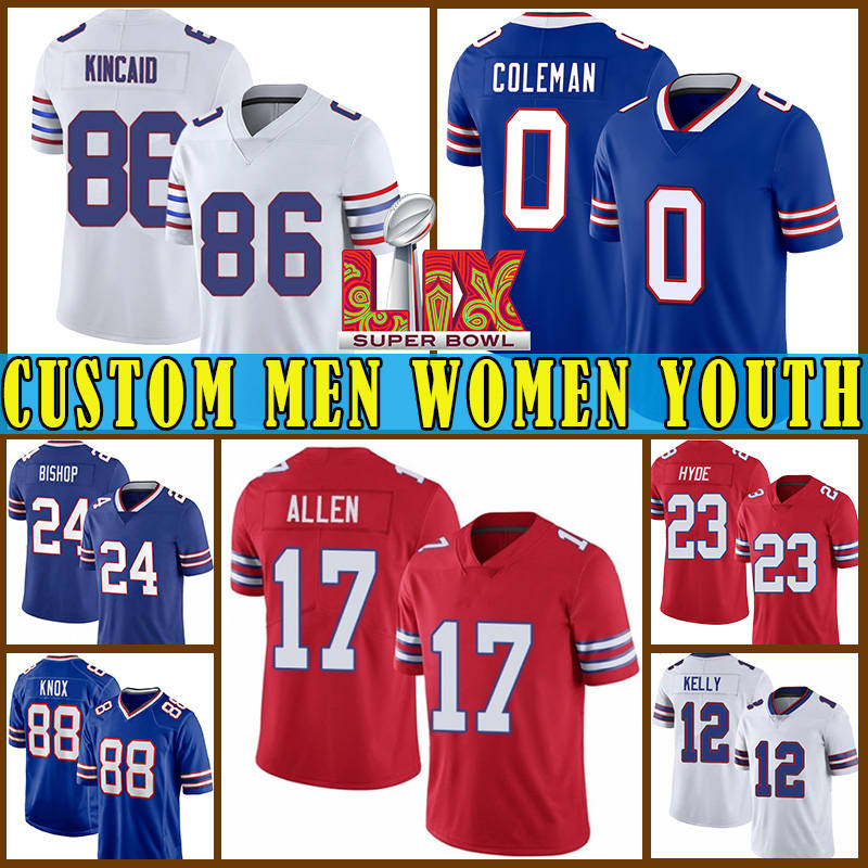 17 Josh Allen Football Amari Cooper Dawson Knox Jerseys Dalton Kincaid Von Miller Keon Coleman James Cook Dion Dawkins Cole Bishop Greg Rousseau Ed Oliver Bruce Smith