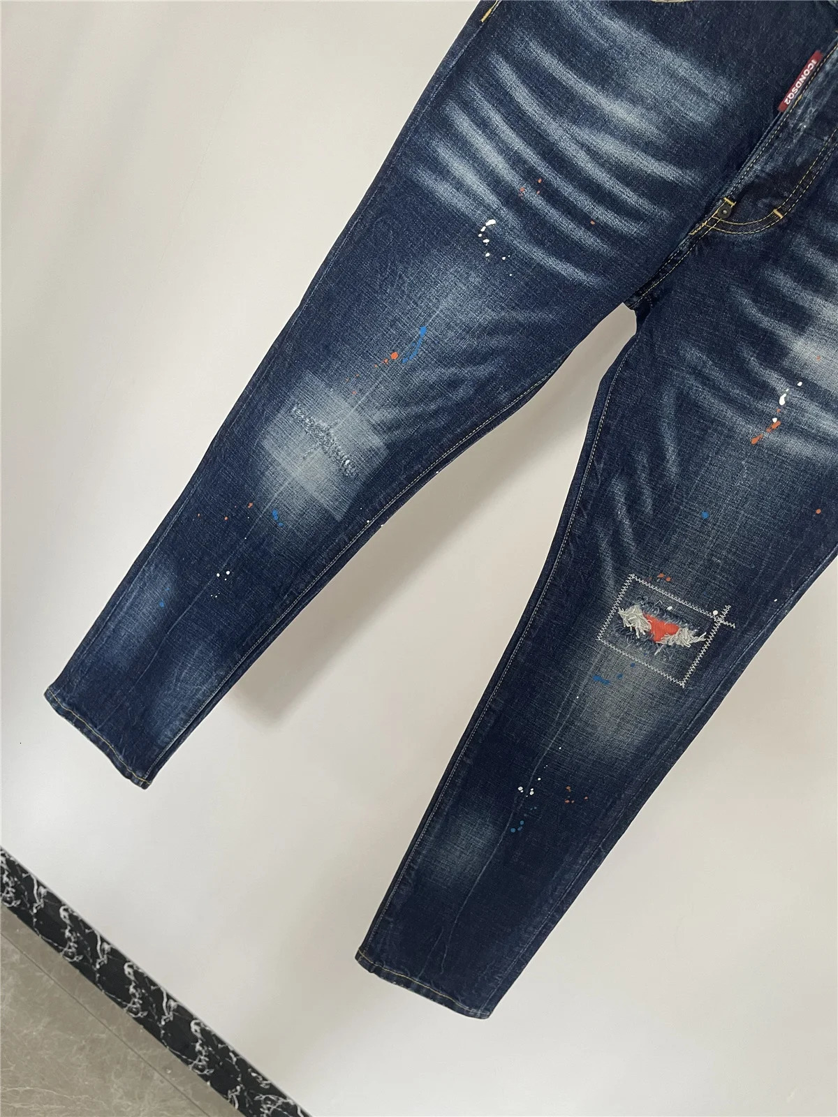 autumn and winter mens jeans fashion slim three-dimensional cut stitching micro elastic spot button 250116