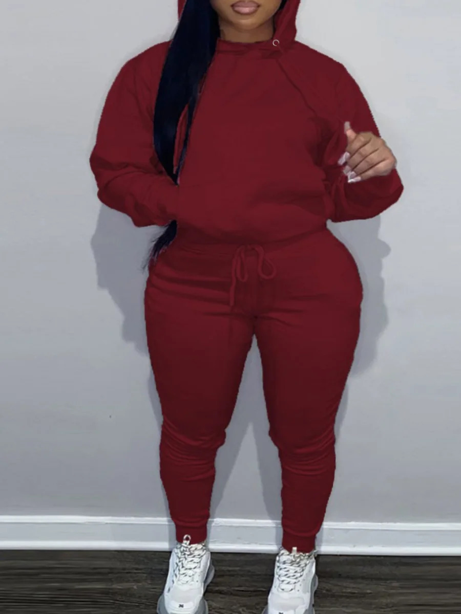 LW Plus Size womens matching tracksuit set Drawstring Tracksuit Set Female Autumn Sport Pants for Women Two Piece Sets 250122