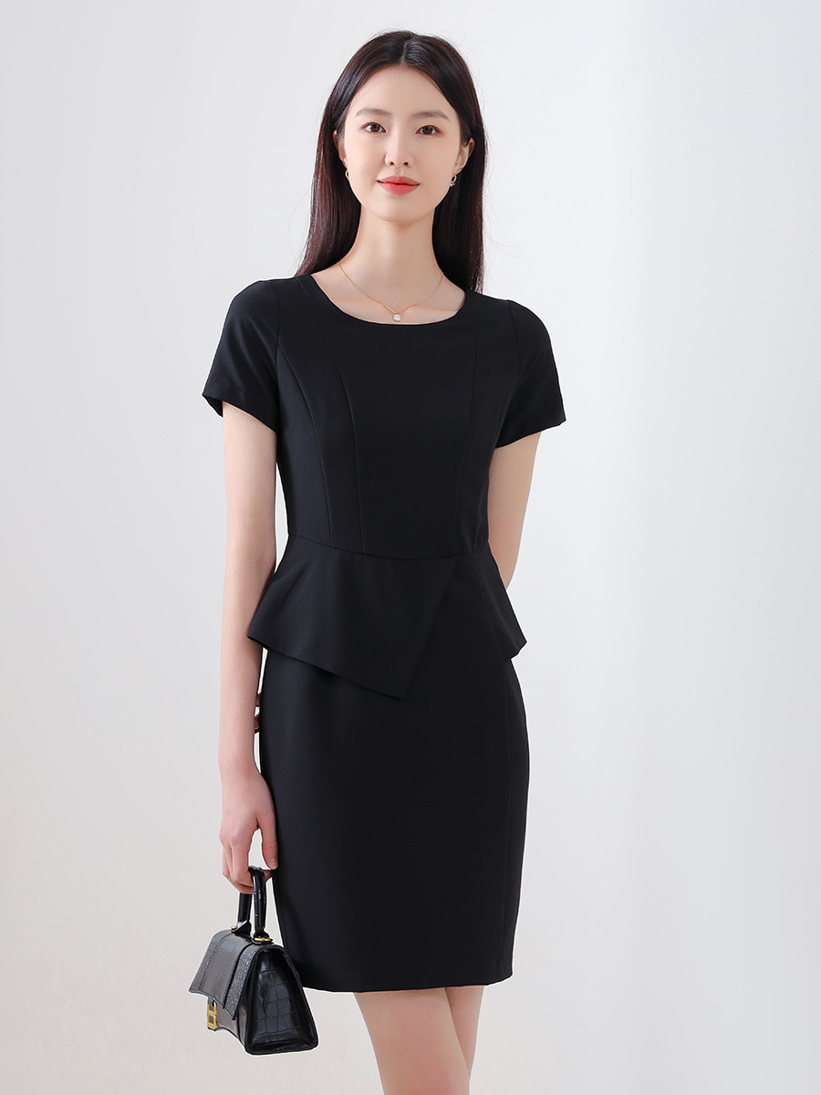 K8360 Dress Summer Women's Minimalist Style OL Commuter Professional Wear Short Sleeves Thin High-end White-collar Business Women's Wear