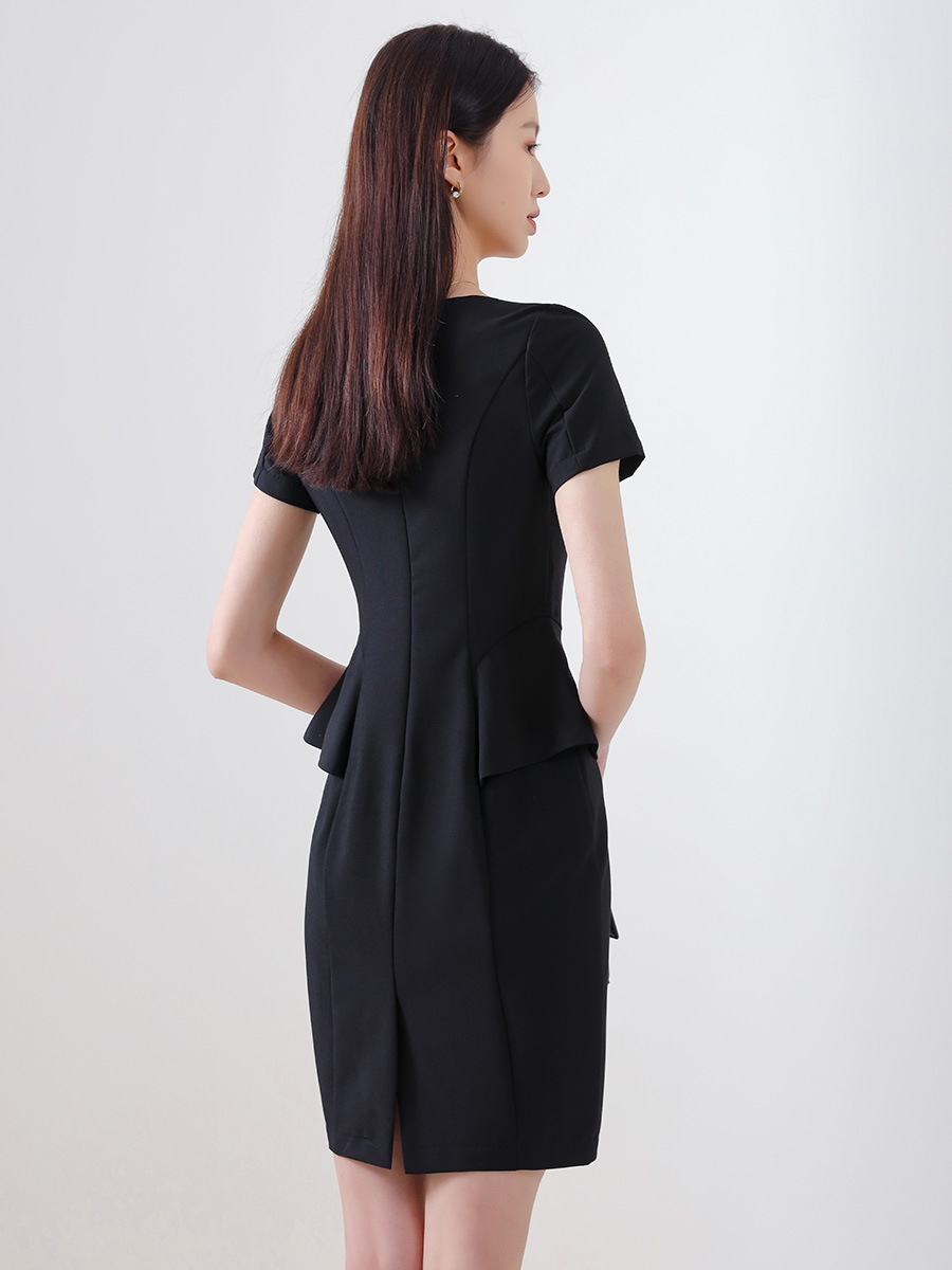 K8360 Dress Summer Women's Minimalist Style OL Commuter Professional Wear Short Sleeves Thin High-end White-collar Business Women's Wear