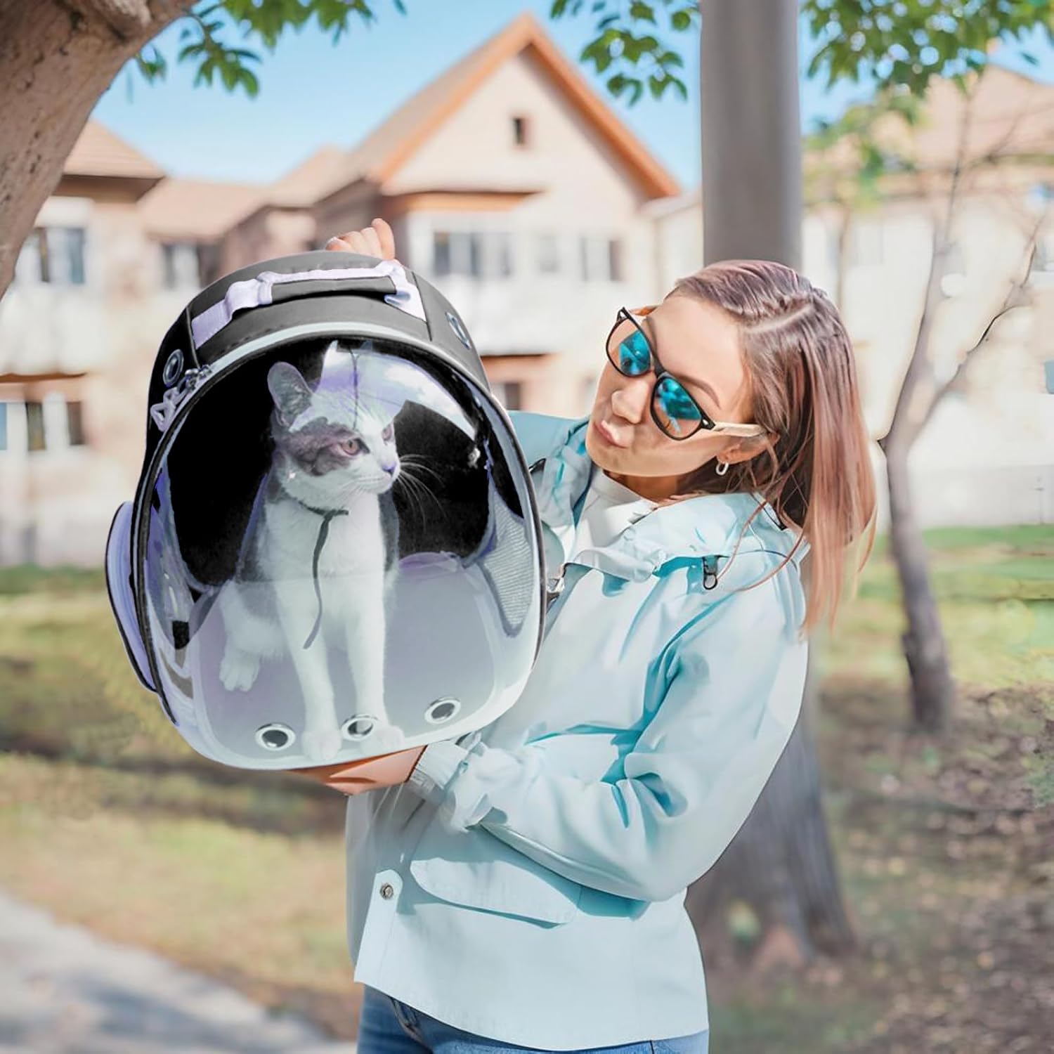 Pet Carrier backpack, suitable for cats, puppies, rabbits, etc., with chest straps, pet carriers for traveling, walking, hiking and outdoor activities