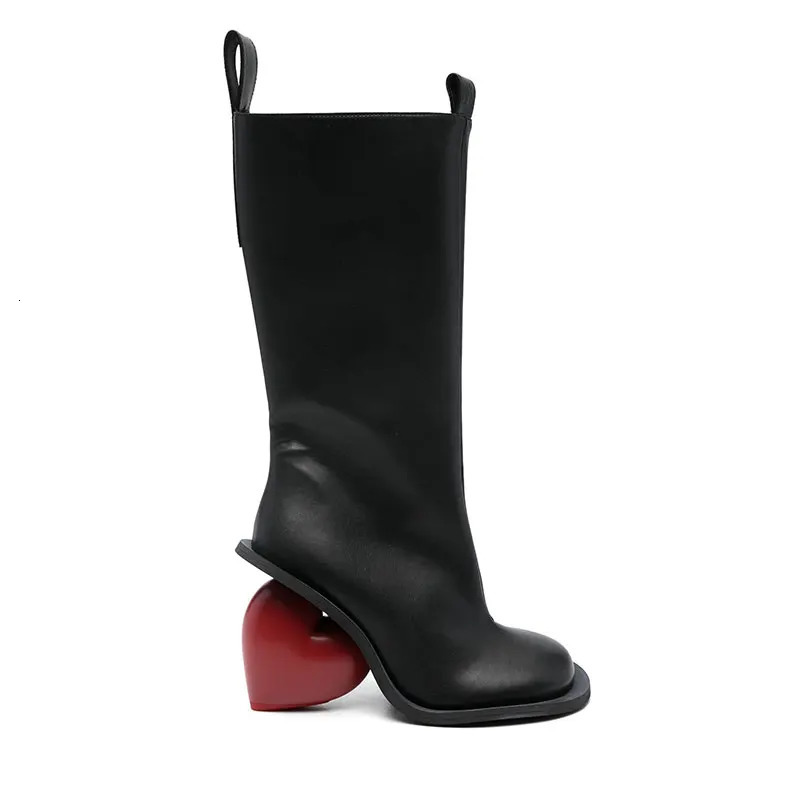 Peach Heart Womens High Heels Round Head and Side Zipper Leg Boots AutumnWinter Fashion Novelty 250117