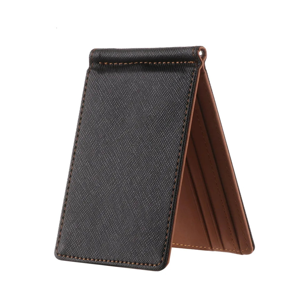 Fashion Simple Mens Leather Money Clips Wallet Multifunctional Thin Man Card Purse Metal Clamp For Cash Holder 250114