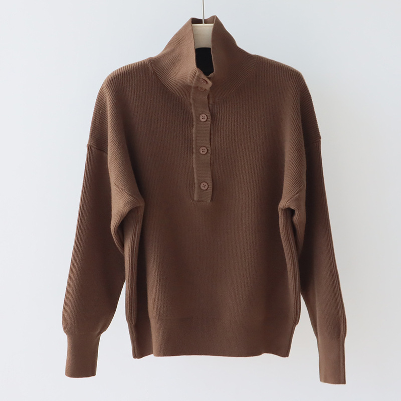 CCBB2 Wool Blend Knit Sweater - Autumn & Winter Long Sleeve Side Pleat Half Turtleneck Pullover