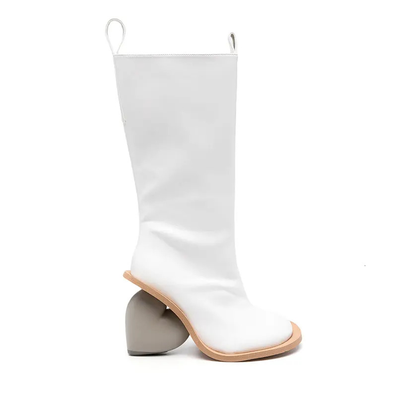 Peach Heart Womens High Heels Round Head and Side Zipper Leg Boots AutumnWinter Fashion Novelty 250117