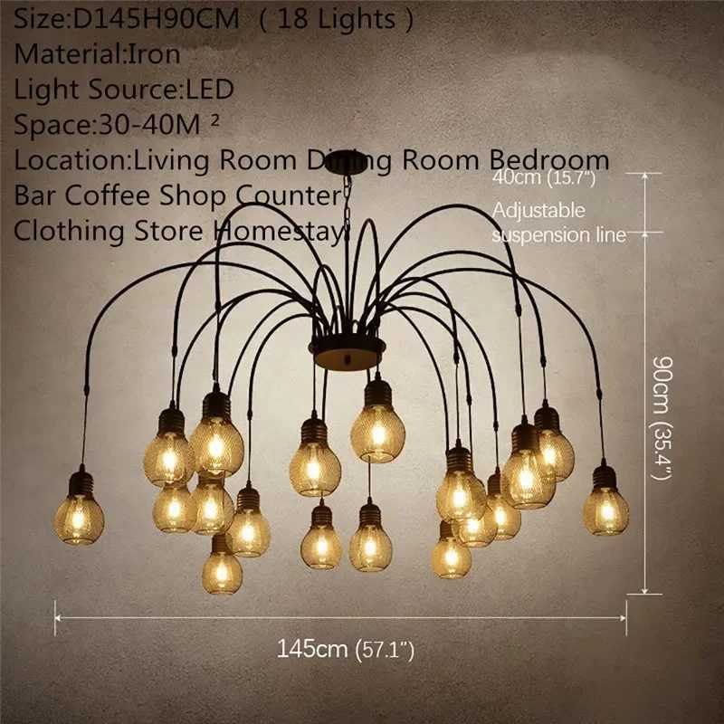 WPD American Retro Pendent Lamp Industrial Wind Living Room Restaurant Loft Clothing Store Cafe Bar Box Homestay Chandelier Z250120
