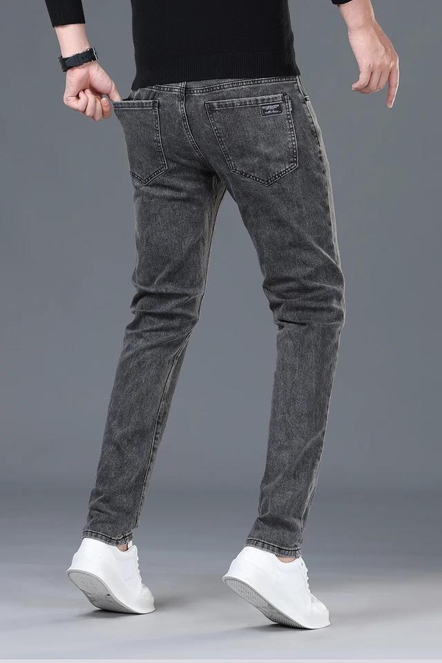 Spring and Summer Mens Jeans Simplified Korean Edition Slim Fit Straight Leg Versatile Shaped Mid Waist Elastic Mens Jeans 250116