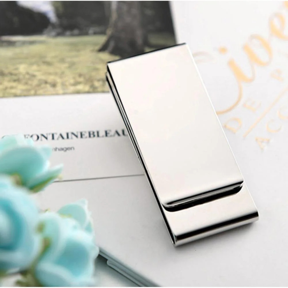 Silver Money Clip Mens Stainless Steel Cash Holder Male Mini Purse Metal Bill Clamp Slim Pocket ID Credit Card Folder 250114
