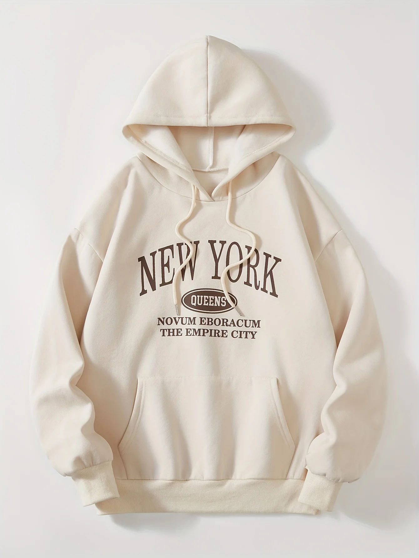 Womens Chic Letter Print Hoodie Relaxed Fit Adjustable Drawstring Soft Comfort Trendy Casual Streetwear for Everyday Style 250121