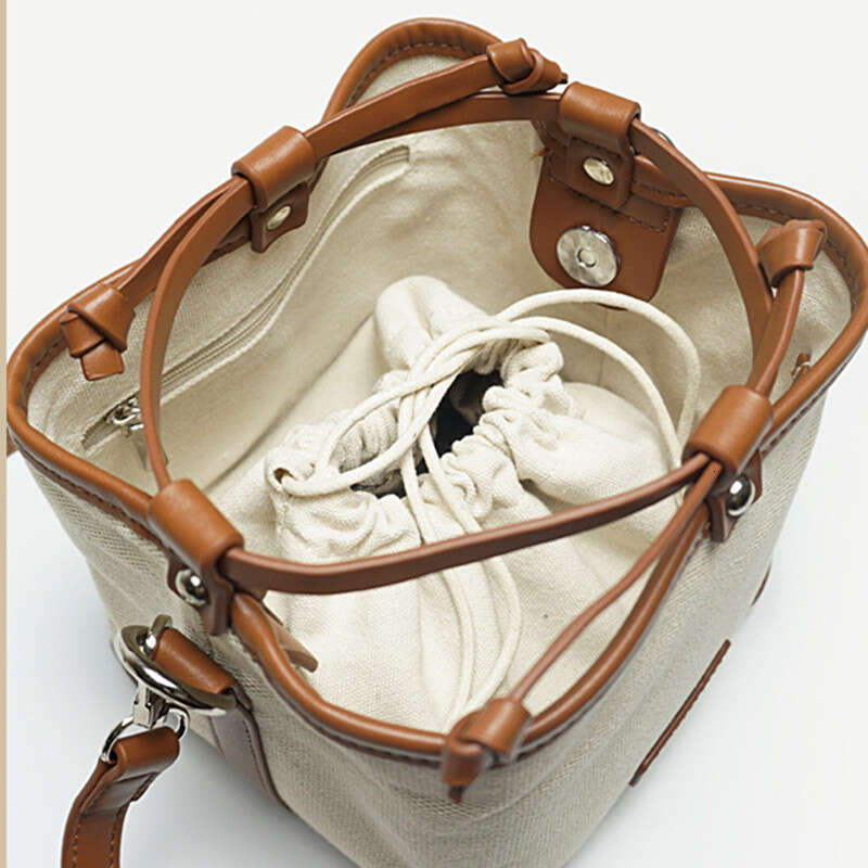 2024 New Women's Fashion Versatile Canvas Stylish Drawstring Retro Bucket Single Shoulder Crossbody Bag For Women