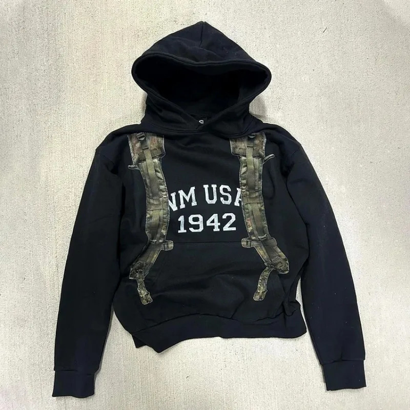 Letter Geometric Print Pullover for Men Hip-Hop Streetwear Oversized Hoodie Y2K Fashion Sports Versatile Casual Couple Top 250118