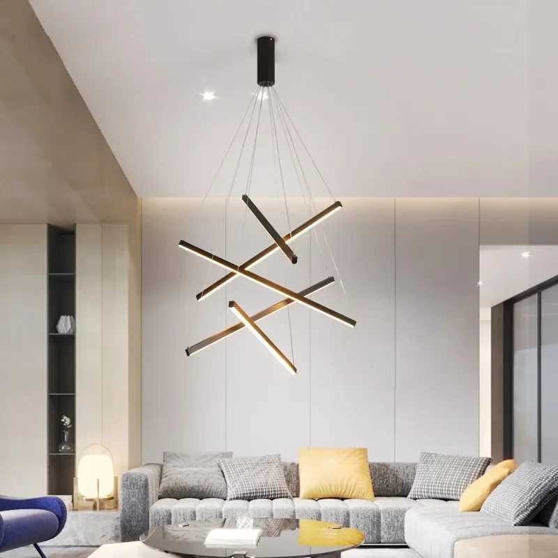 Modern Stair LED Ceiling Chandelier Duplex Building Highrise Living Room Hall Long Hanging Lamp Aluminum Indoor Lighting Fixture Z250120