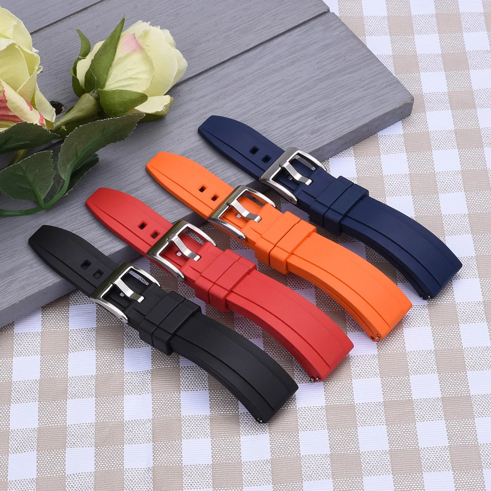 Premium Grade Vulcanized FKM Rubber Watch Strap 18mm 20mm 22mm 24mm Quick Release Watchbands 250121