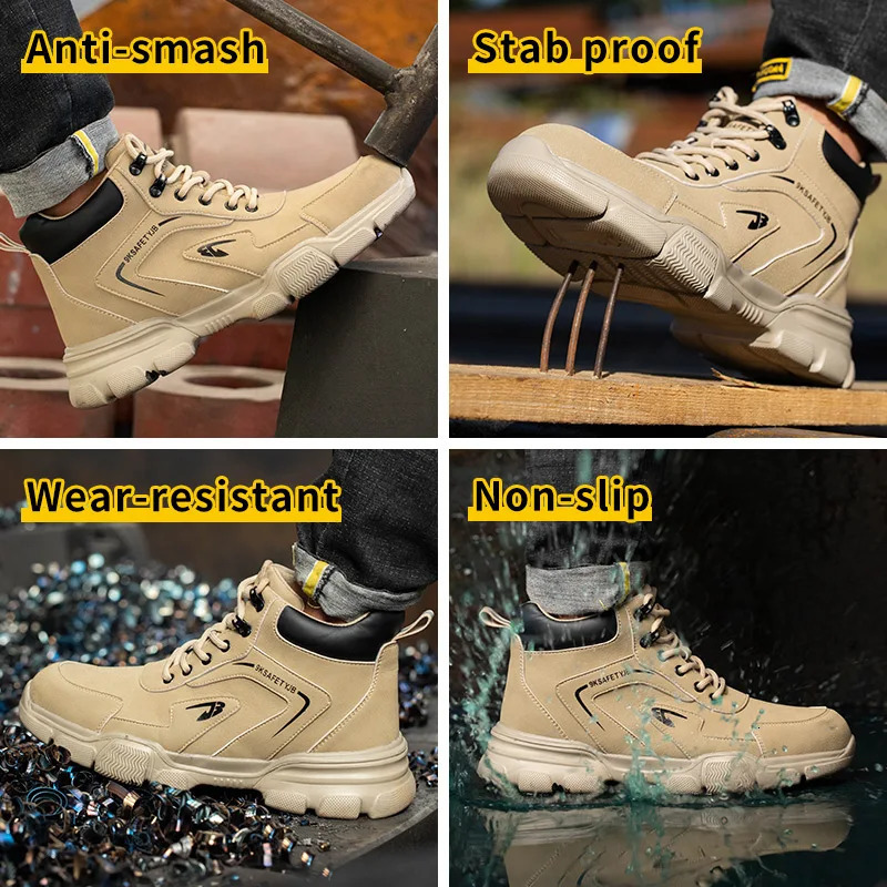 Work Safety Shoes Men Safety Boots Anti-smash Anti-stab Work Shoes Sneakers Steel Toe Shoes Male Work Boot Indestructible250114bj