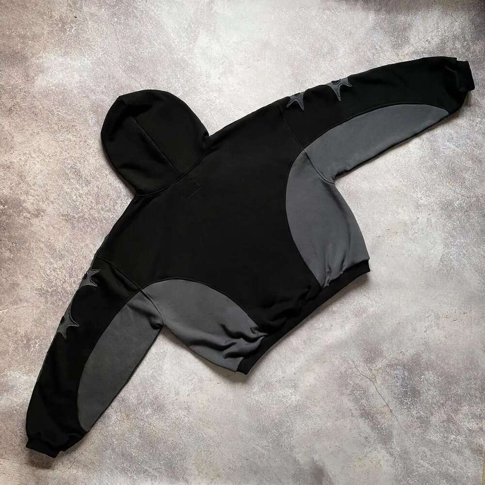 Gothic Retro Embroidery Pattern Black And Gray ing Oversized Hoodie Men's Y2K New Haruku Hip-hop Sweatshirt Street Wear