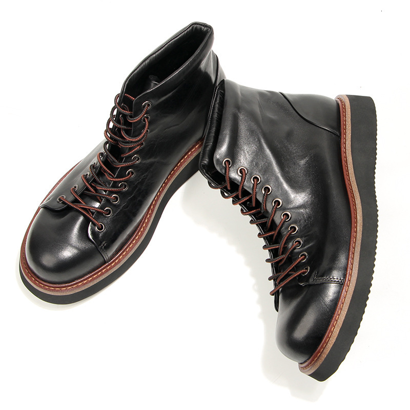 G5-2 horse leather short face paratrooper boots retro handmade color brushing vintage high top designer shoes fashionable men's boots one piece h