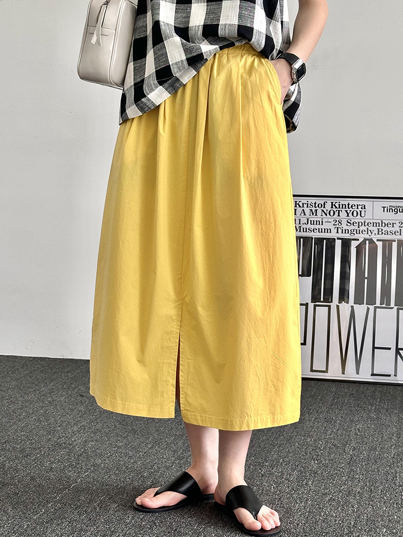 F6700 Juzhi 2024 summer new French three-dimensional tailoring medium-length cotton versatile fashion elastic waist skirt