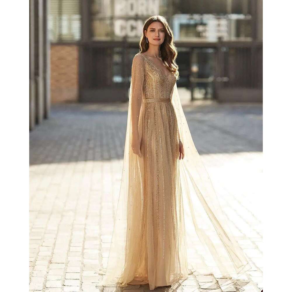 Custom Made Straight V-Neck Evening Sequins, Beading, Sleeveless, Party Dress, The 6660311