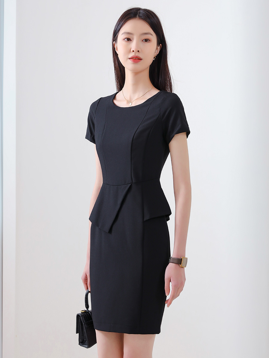 K8360 Dress Summer Women's Minimalist Style OL Commuter Professional Wear Short Sleeves Thin High-end White-collar Business Women's Wear