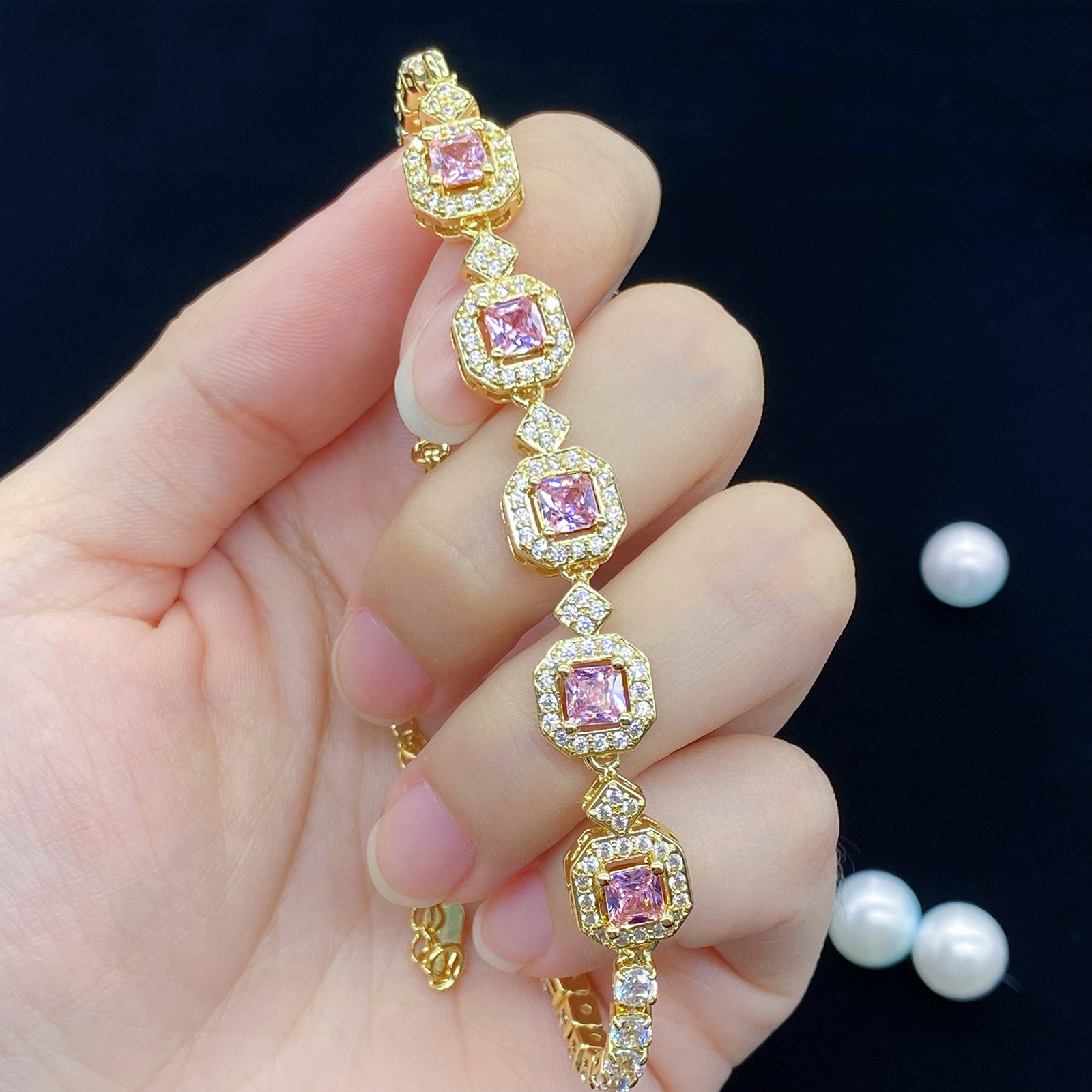 2025 Ins Top Sell Wedding Bracelet Luxury Jewelry 925 Sterling Silver Gold Fill Princess Corlorful 5A Cubic Zircon CZ Diamond Gemstones Party Women Ba