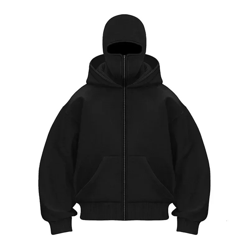 Autumn and Winter Zipper Hoodie Cotton Warm Casual Sweatshirt Y2K Hooded Mask n Sports Jacket Outdoor Activities 250121