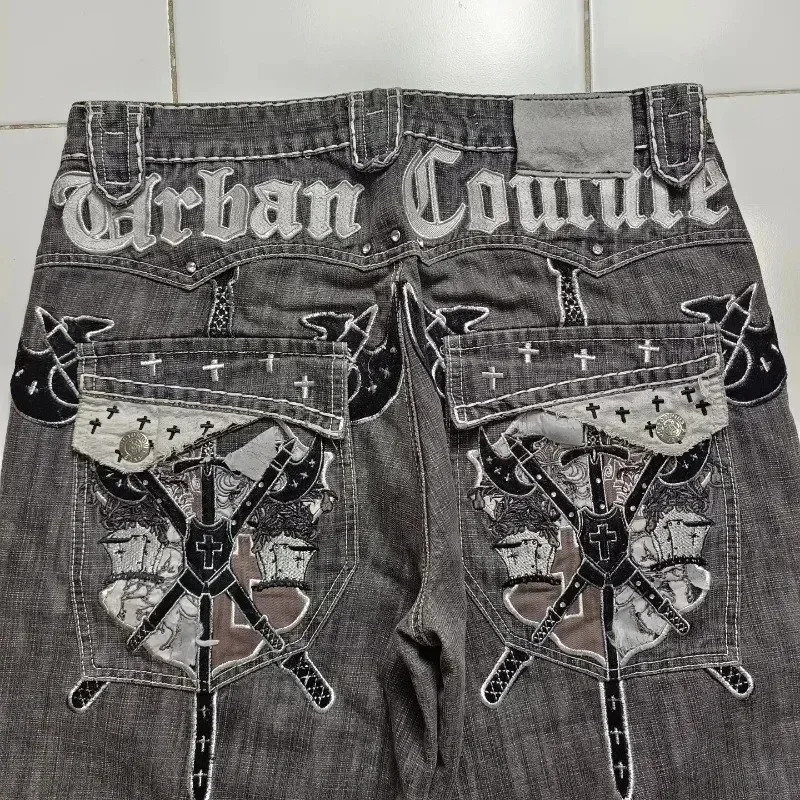 Men and Womens Oversized Embroidery Loose Denim Shorts Street Wear Harajuku Retro High Waist Casual Fashion 250122