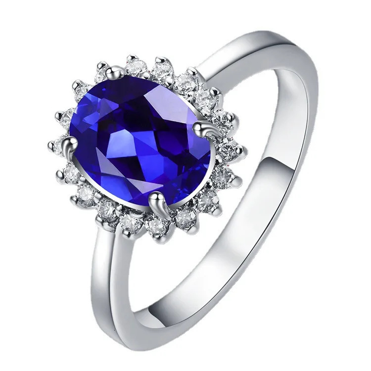 Womens PT950 platinum ring sapphire 2 carat diamond European and American simple temperament AU750 250118
