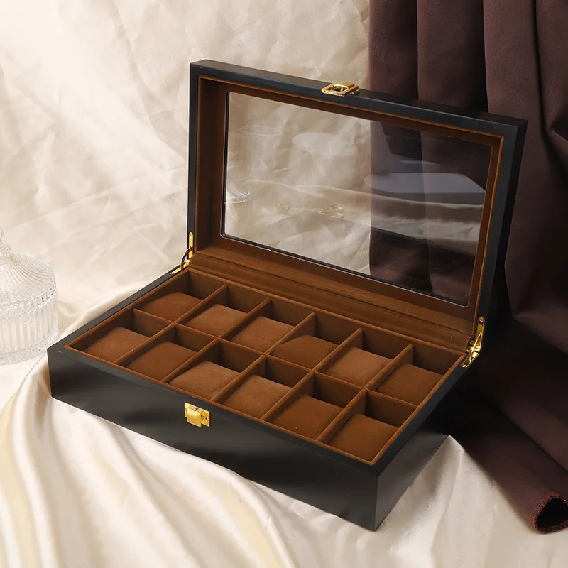 VANSIHO Wooden 6/10/12 Slots Watch Display Tray Packaging Gift Case Table Position Wood Material Watch Storage Box 250121