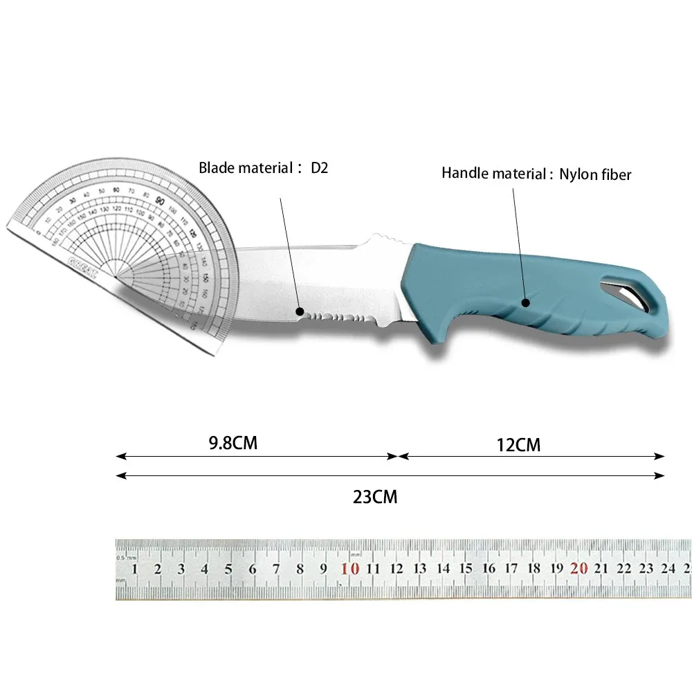 BM Water Undercurrent Tactical D2 Steel Half Serrated Fixed Blade Nylon Fiber Handles Hunting Knife Survival Camping Tools Self Defense EDC Knives CUP