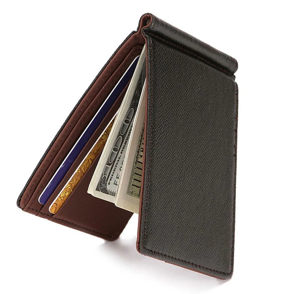 Fashion Simple Mens Leather Money Clips Wallet Multifunctional Thin Man Card Purse Metal Clamp For Cash Holder 250114