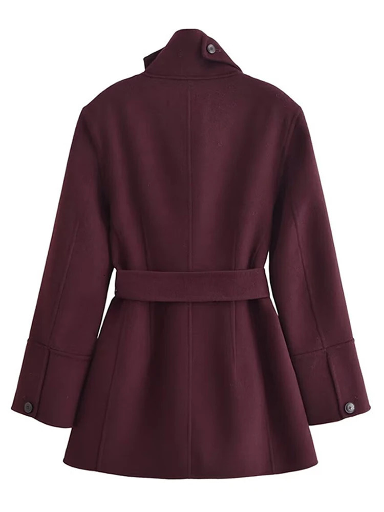 Elegant Lace Up Womens Coat Turtleneck Long Sleeve Solid Female Jacket 2024 Fashion Spring Autumn Office Lady Outwear 250113Z