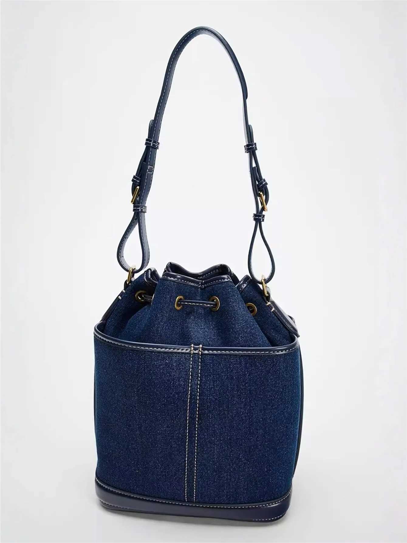 2024 Autumn/Winter new denim hand bill shoulder bag Fashion canvas bucket bag Y250121