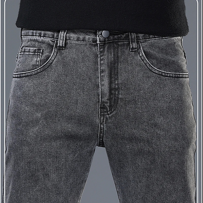 Spring and Summer Mens Jeans Simplified Korean Edition Slim Fit Straight Leg Versatile Shaped Mid Waist Elastic Mens Jeans 250116