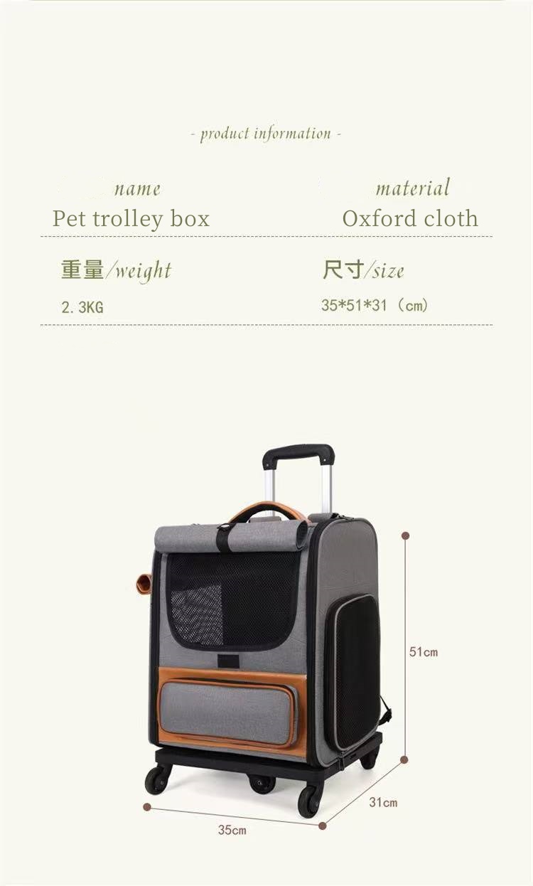 Gardner Pet Cat Carrier with Wheels and Litter Box, Rolling Soft Carrier with Breathable Mesh Windows and Locking Zippers for Long Distance Car Travel