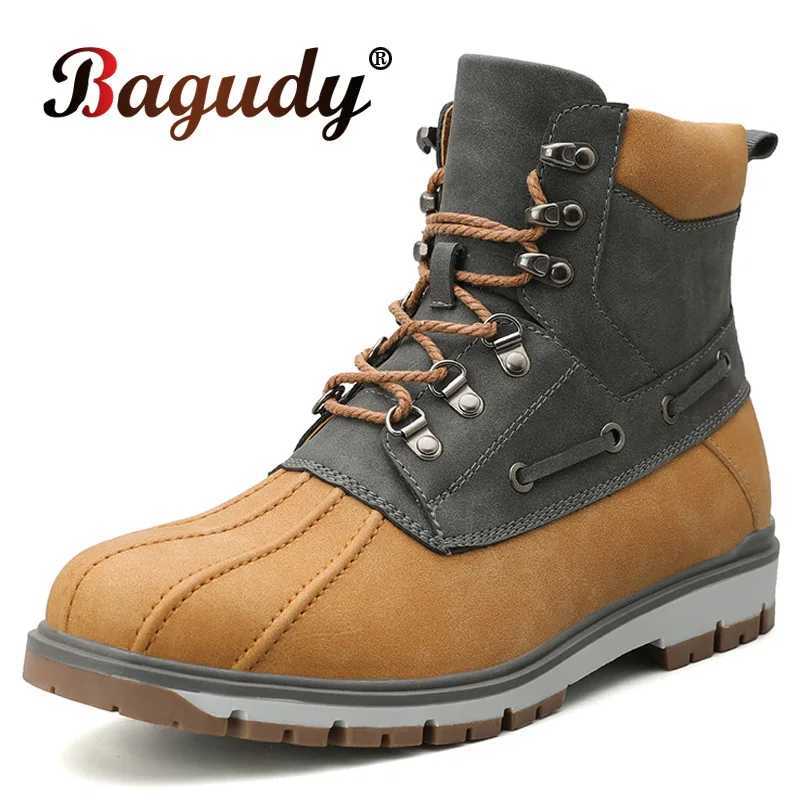 Mens Leather Winter Tooling Boots Warm Fur Boots for Men Outdoor Waterproof High-top Non-slip Boots Comfortable Men Snow Boots M250121