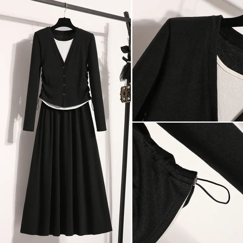 Plus Size Early Autumn Matching Suit 2024 Fantasy Top Casual Half length Long Dress Two Piece Set 250122