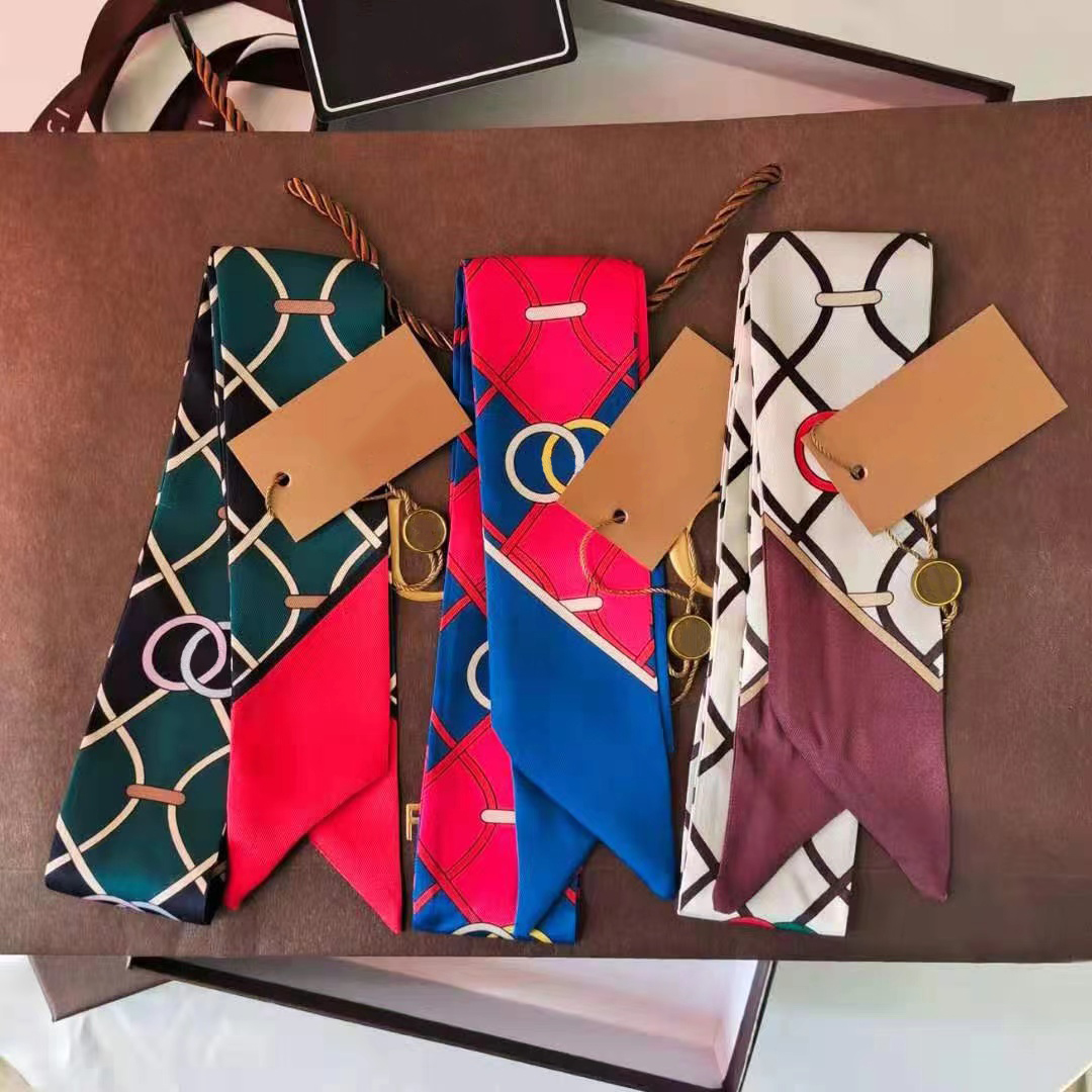 New top designer silk scarf fashion alphabet print headdress Handle bag Luxury brand women's upscale silk tone 20 styles 4 season streamers