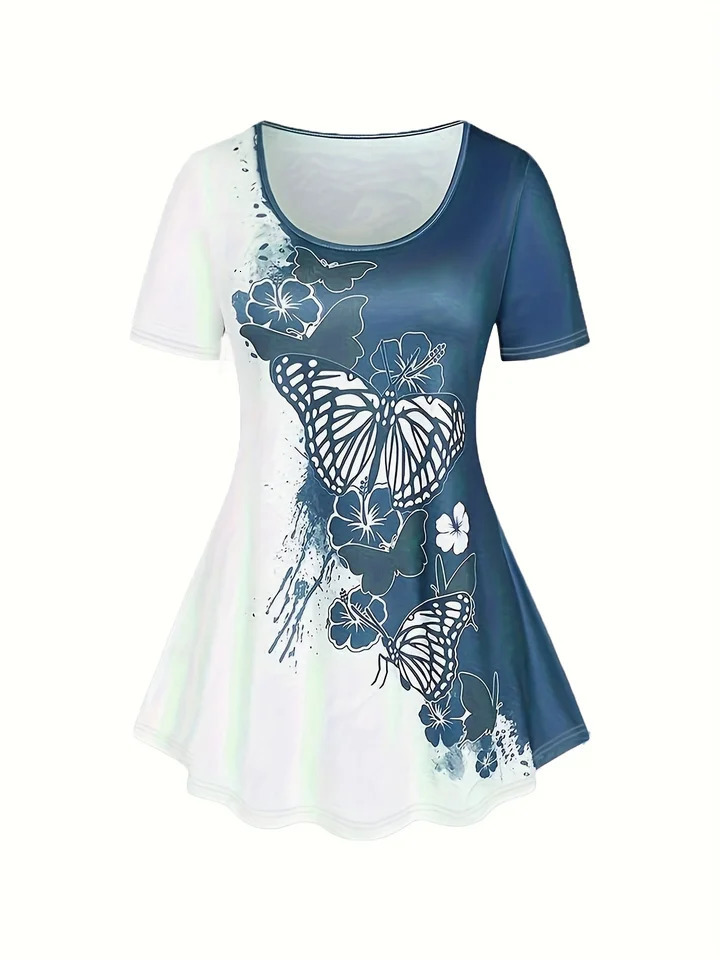 Large casual round neck short sleeved Tshirt printed pants twopiece set 250122