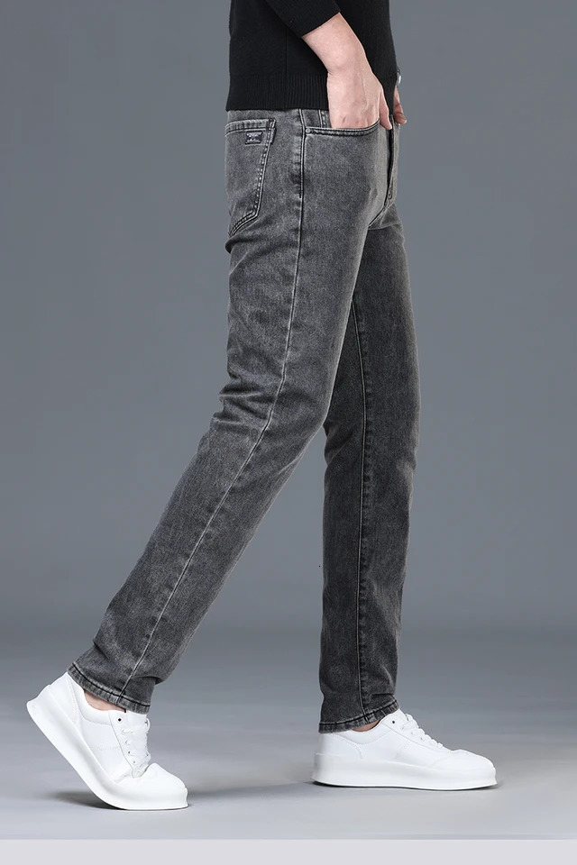 Spring and Summer Mens Jeans Simplified Korean Edition Slim Fit Straight Leg Versatile Shaped Mid Waist Elastic Mens Jeans 250116