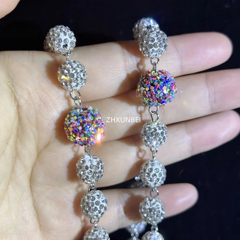 Hip Hop 10mm rhinestone cluster rose necklace disco ball bead pendant Catholic Guadalupe Virgin Prayer Rose 250109