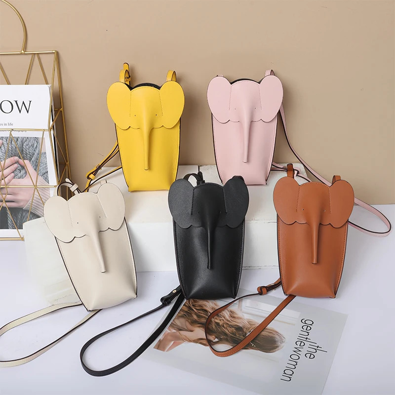y Women Leather Small Handbag Cute Elephant Shape Mobile Phone Female Fashion Shoulder Versatile Crossbody Bag 250121